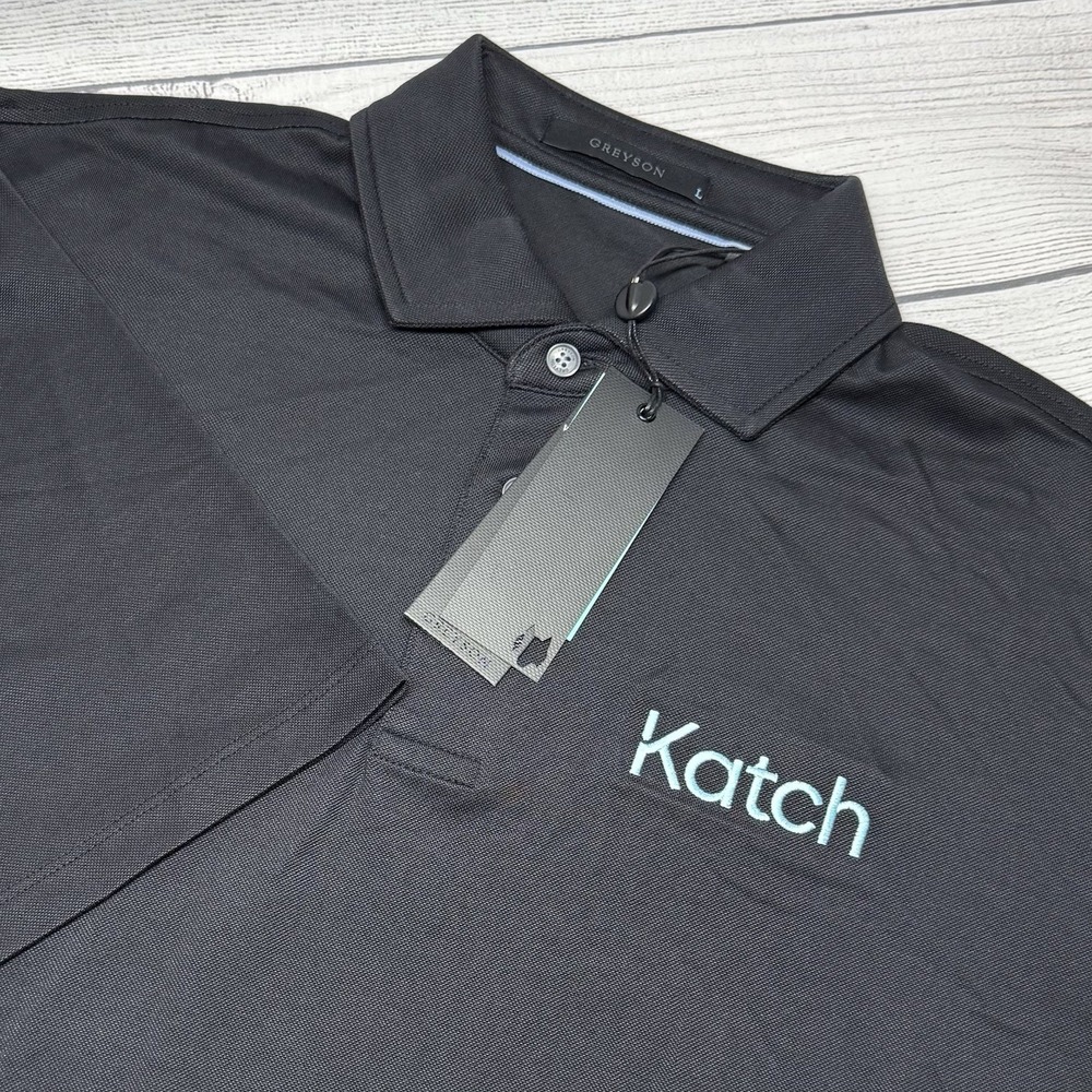Greyson Polo Shirt Mens Large Black Shepherd Omaha Golf Performance Stretch LOGO